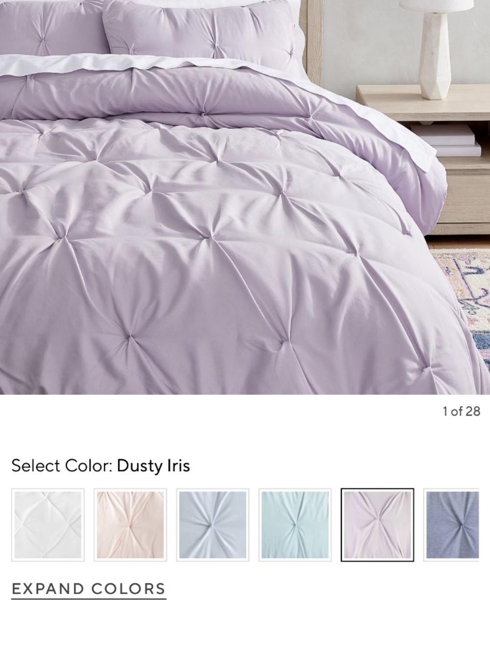 Full/queen comforter and 2 shams dusty iris purple